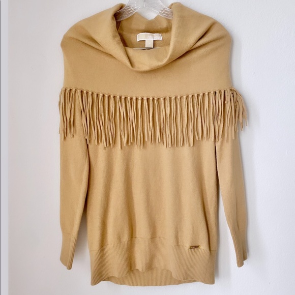Michael Kors Fringe Cowl Neck Western Bohemian
Sweater Size: M -Tan/Beige - Picture 3 of 11